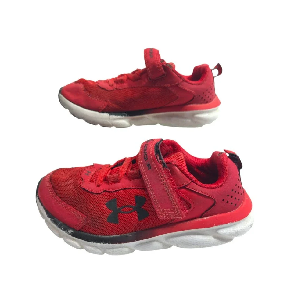 Under Armour Assert 9 Red Mesh Kids Running Shoes Size 1Y 3024851-600